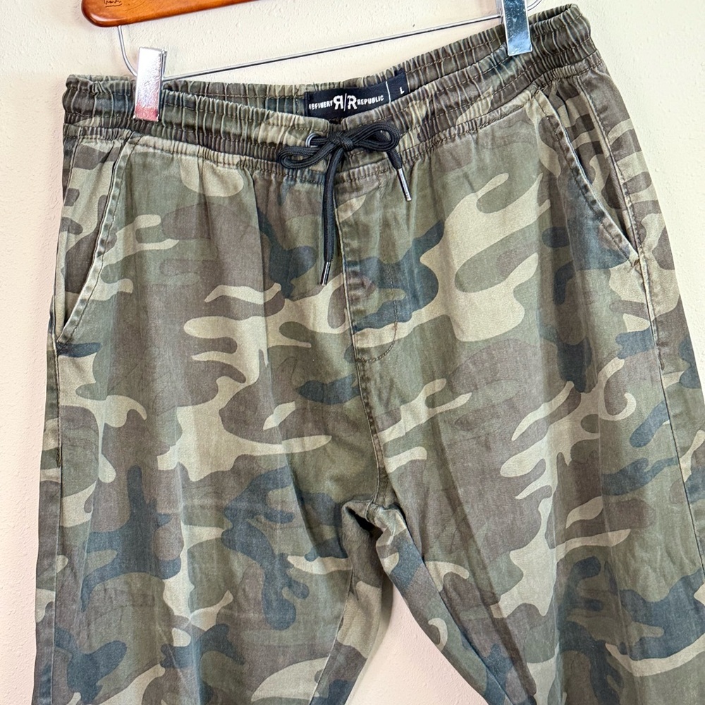 Camo Jogger Pants Women’s Large Green Military Print Drawstring Joggers - Picture 6 of 11